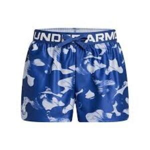 Under Armour Girls' Play Up Printed Shorts blue & white camo design